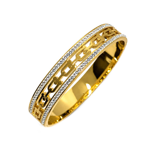 Symmetrical U Shape Interlink Ad Stone Bracelet for Girls & Women