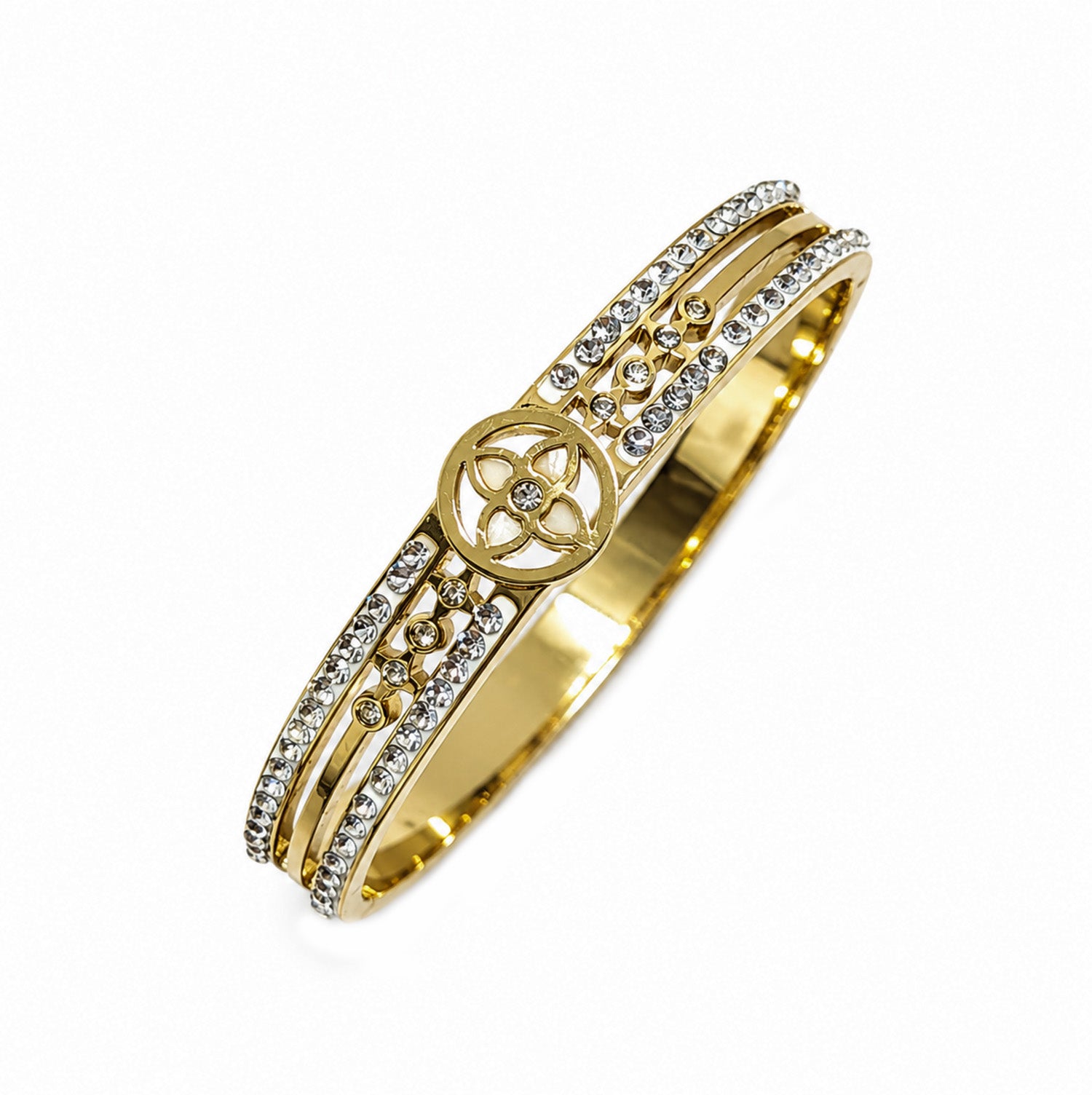 Stylish Glory Floral Design AD Stone Bracelet for Girls & Women