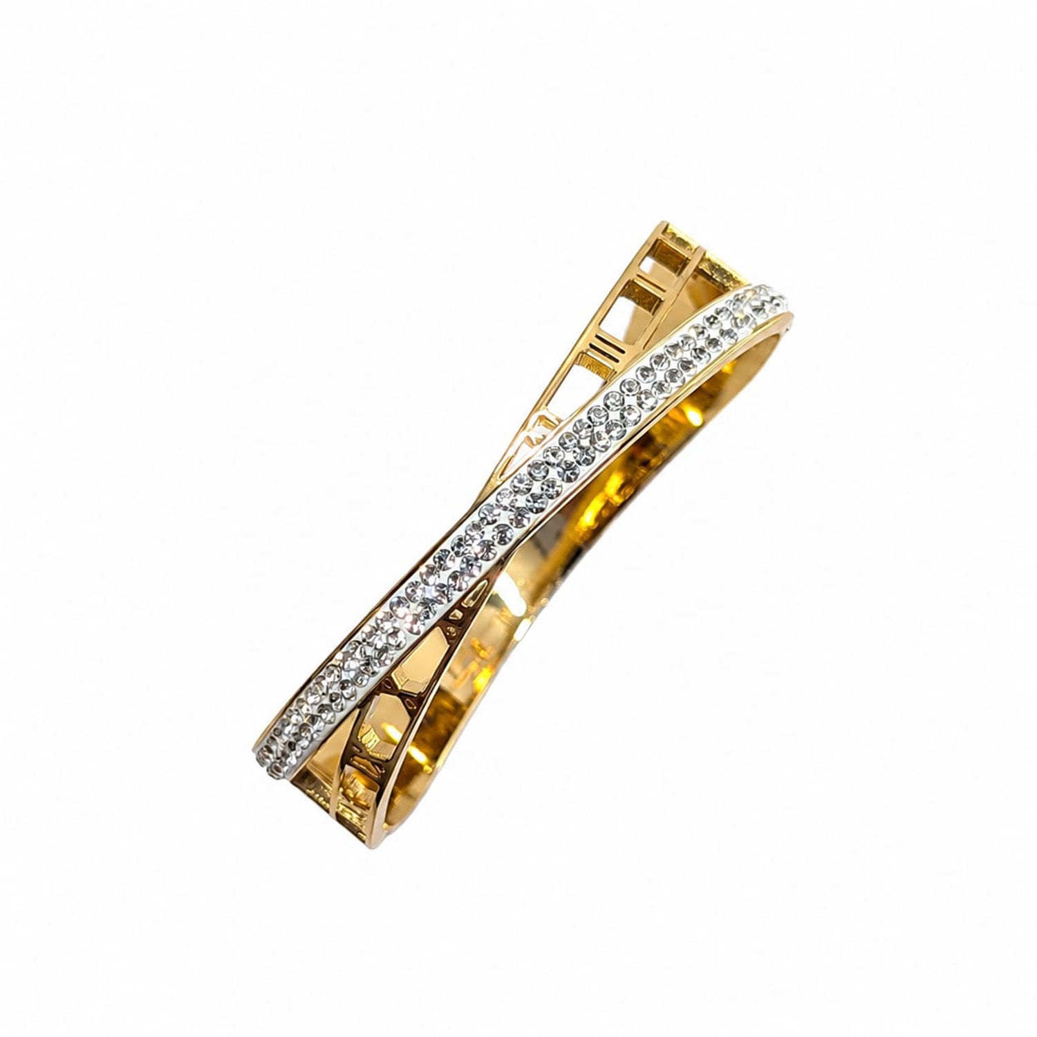 Stylish Blingbing Roman Crossover Design AD Stone Bracelet for Girls & Women