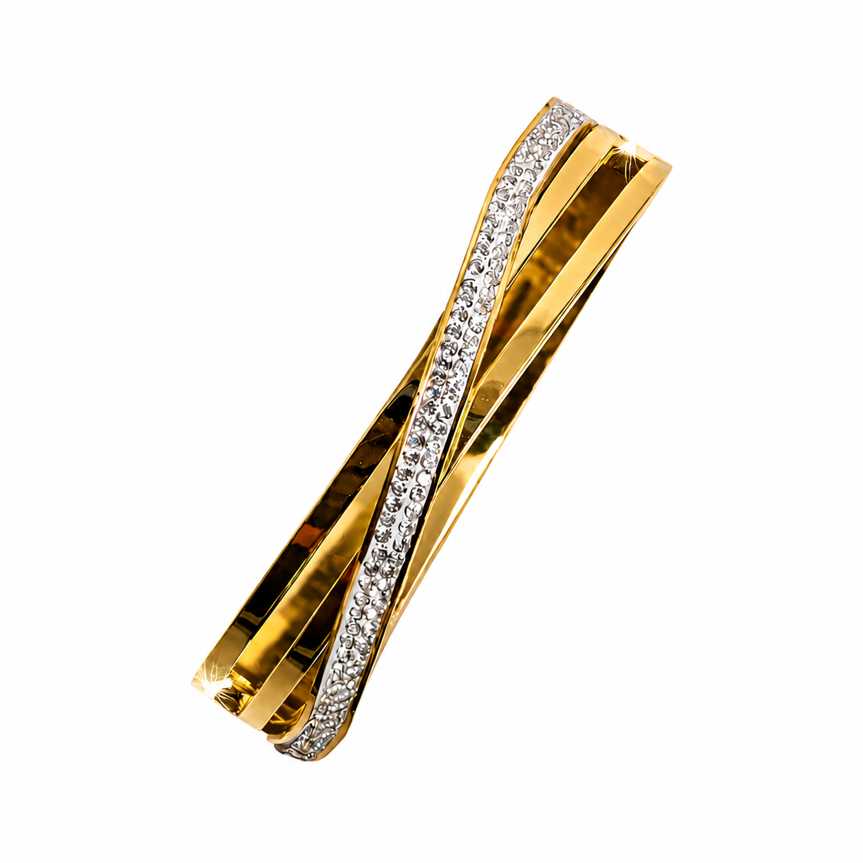 Stylish Crossover Triple Line Cuff AD Stone Bracelet for Girls & Women