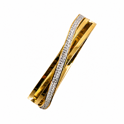 Stylish Crossover Triple Line Cuff AD Stone Bracelet for Girls & Women