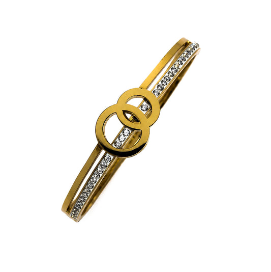 Classic Dual RIngs Design AD Stone Bracelet for Girls & Women