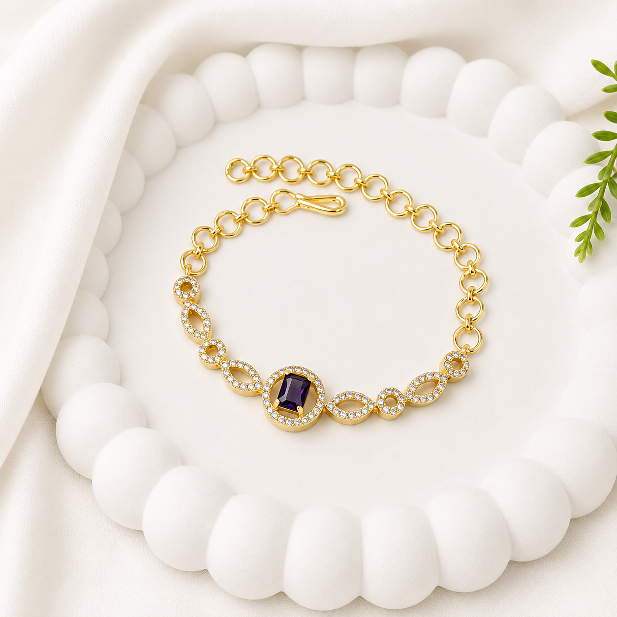 Shimmering Petals Austrian Stones Design Bracelet for Girls & Women's