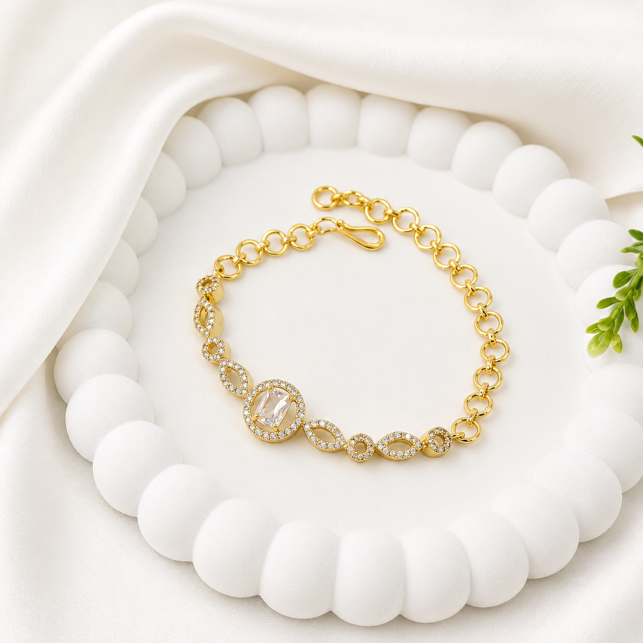 Shimmering Petals Austrian Stones Design Bracelet for Girls & Women's