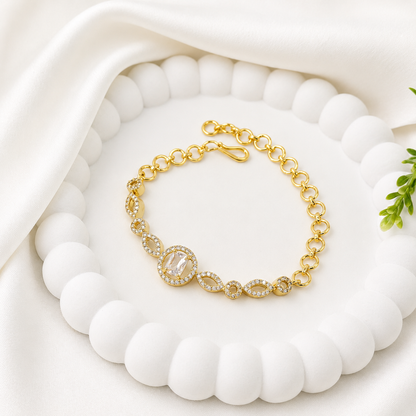 Shimmering Petals Austrian Stones Design Bracelet for Girls & Women's