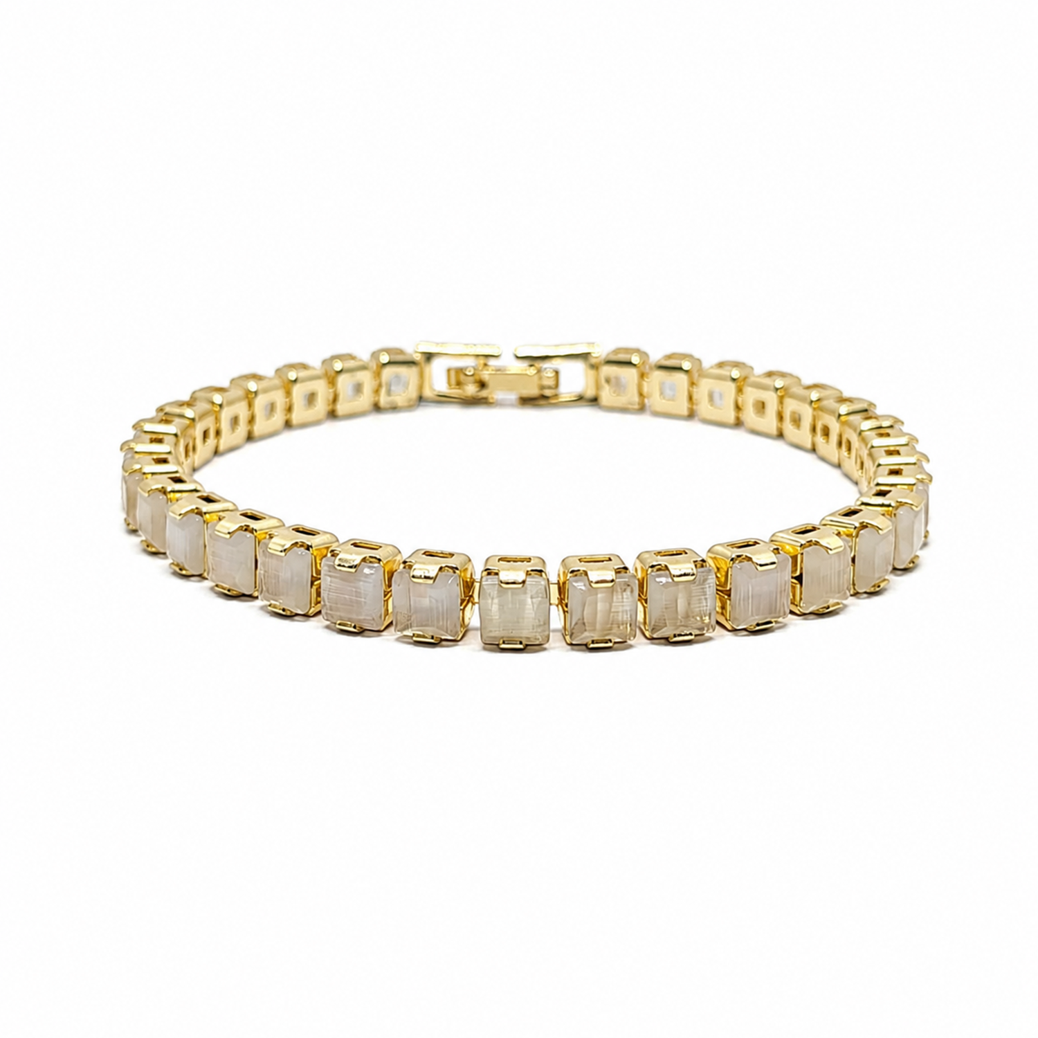 CZ Stone Princess Tennis Bracelet With Hinged Clasp For Girls & Women's