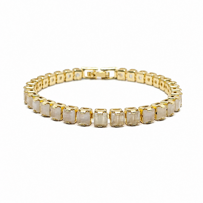 CZ Stone Princess Tennis Bracelet With Hinged Clasp For Girls & Women's