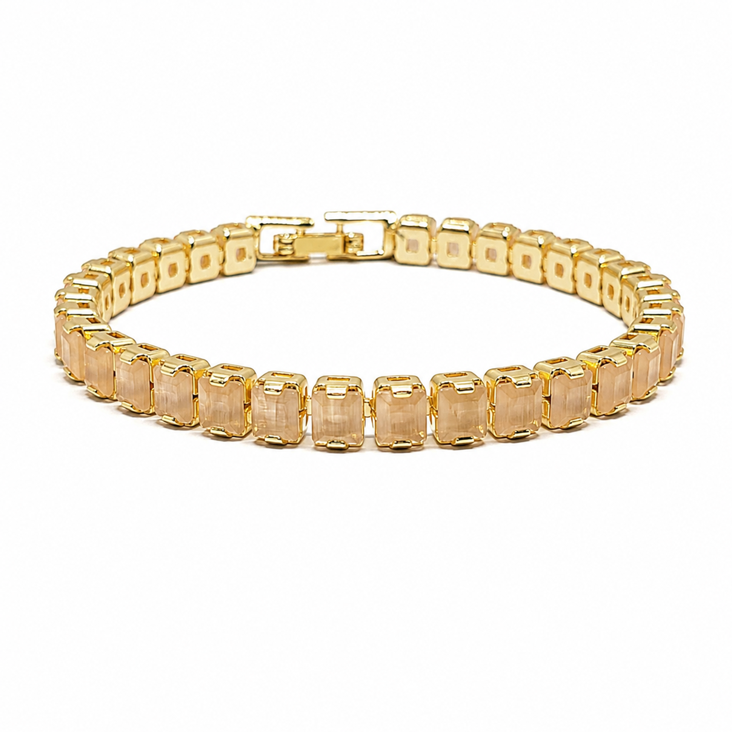 CZ Stone Princess Tennis Bracelet With Hinged Clasp For Girls & Women's