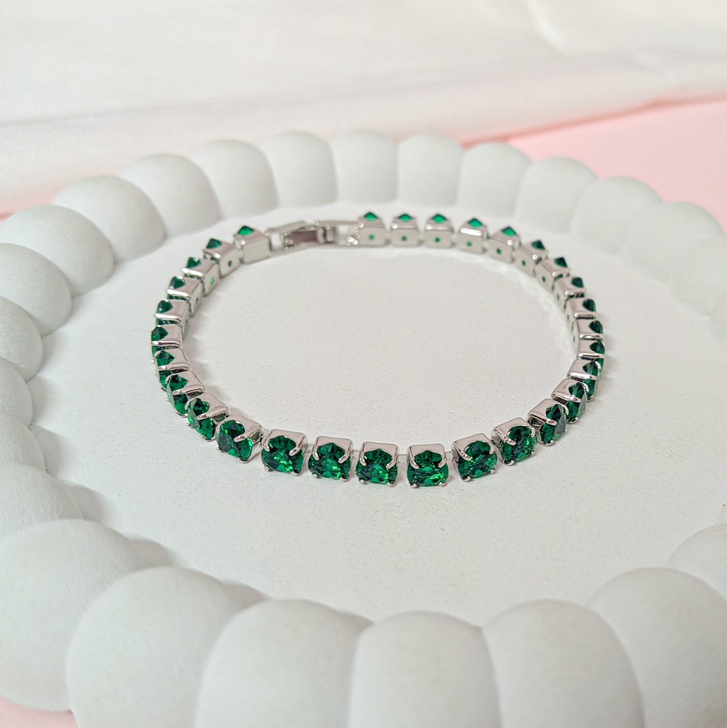 CZ Stone Love Heart Tennis Bracelet With Hinged Clasp For Girls & Women's