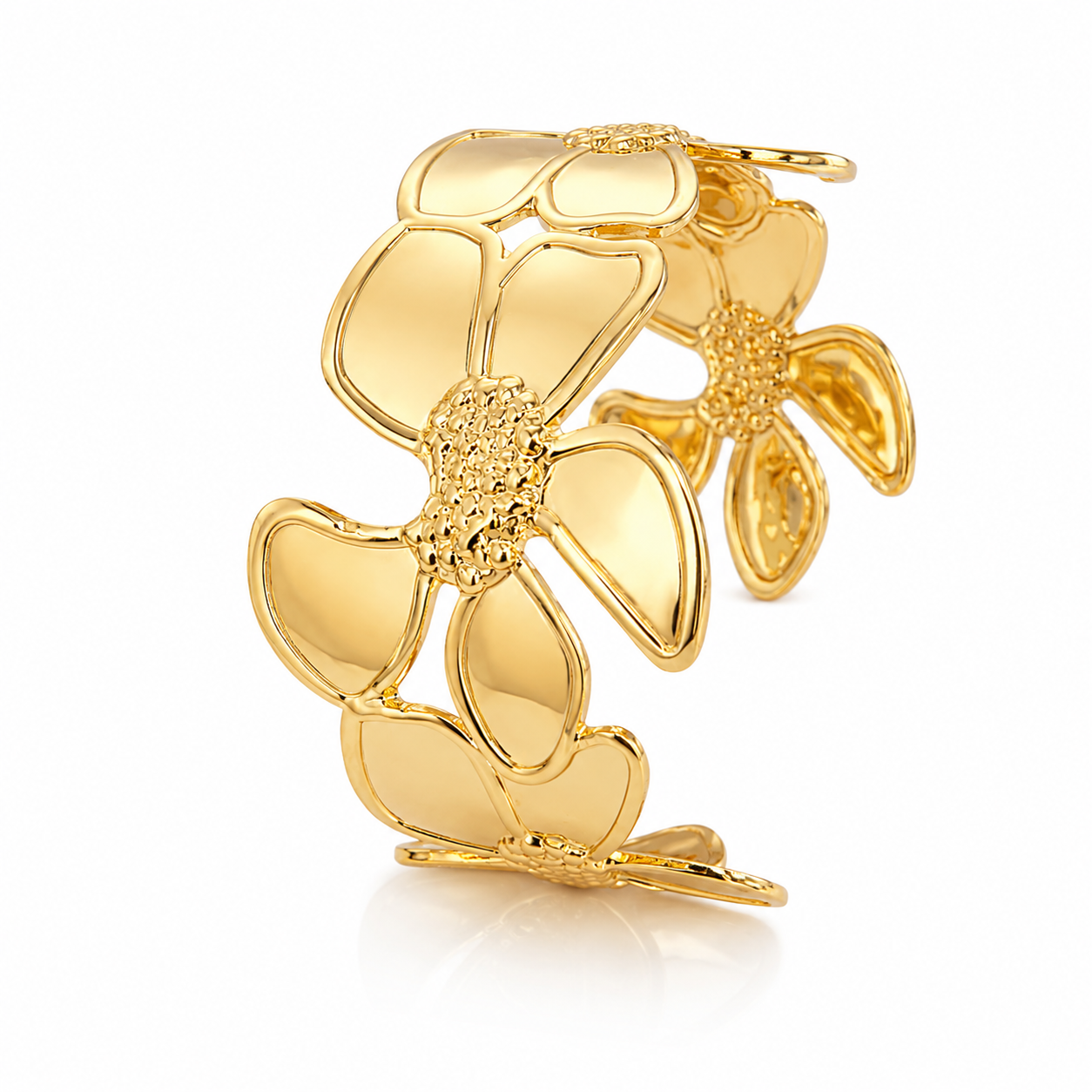 Golden Sunflower Design Cuff Bracelet for Women & Girls