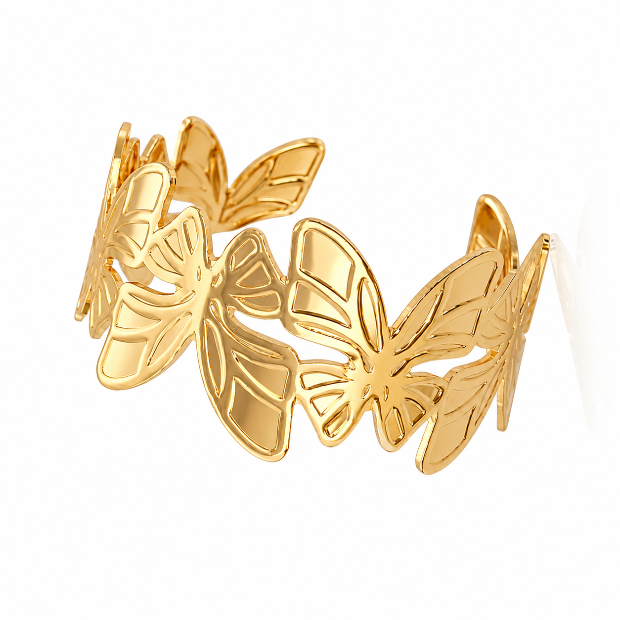 Golden 3D Butterfly Cuff Bracelet for Women & Girls