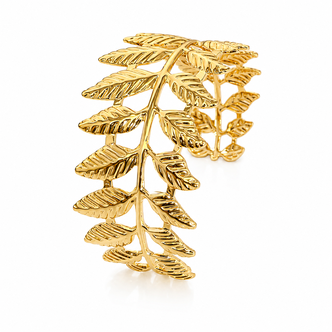 Golden Leaf Design Adjustable Cuff Bracelet for Women & Girls
