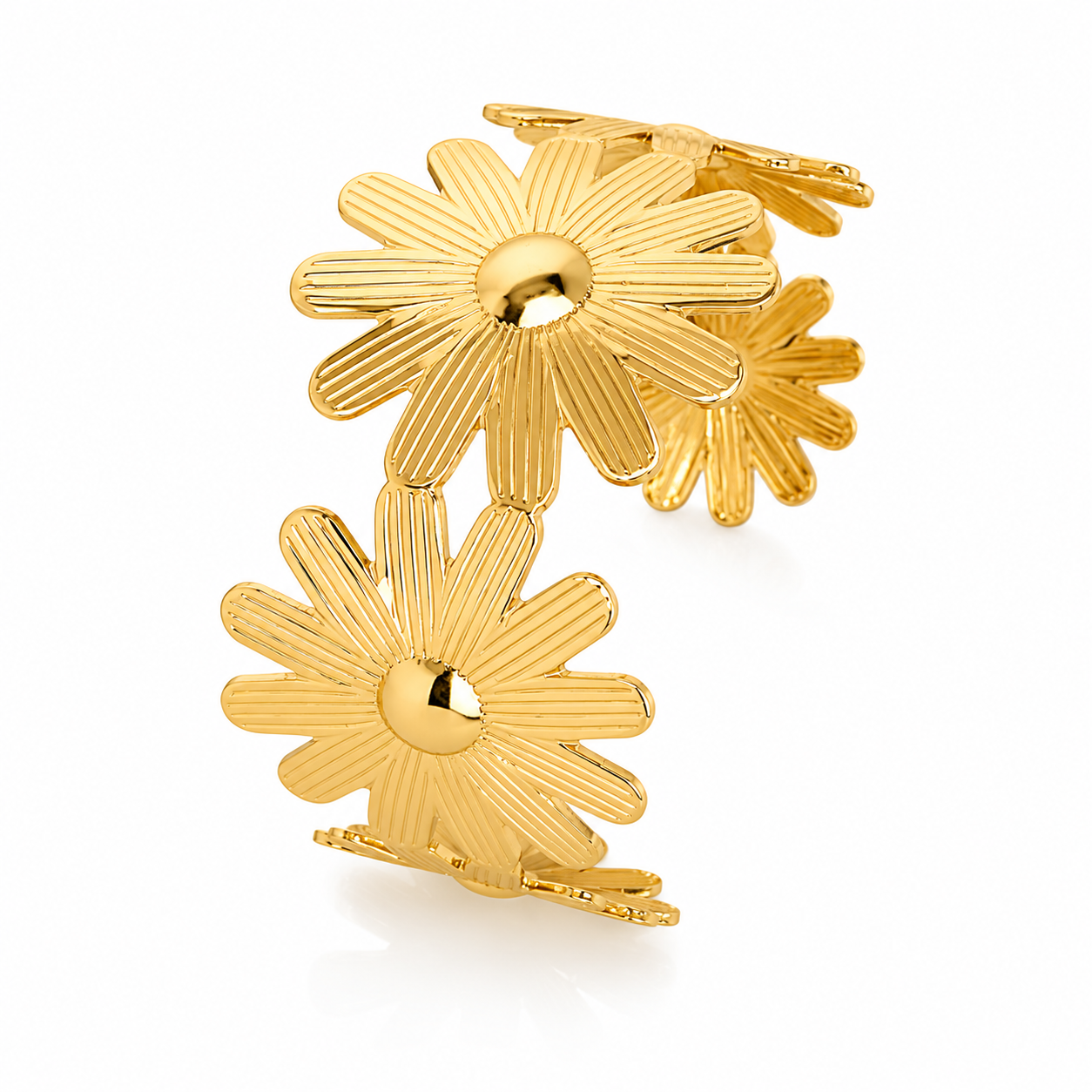 Golden Daisy Flower Cuff Bracelet for Women & Girls