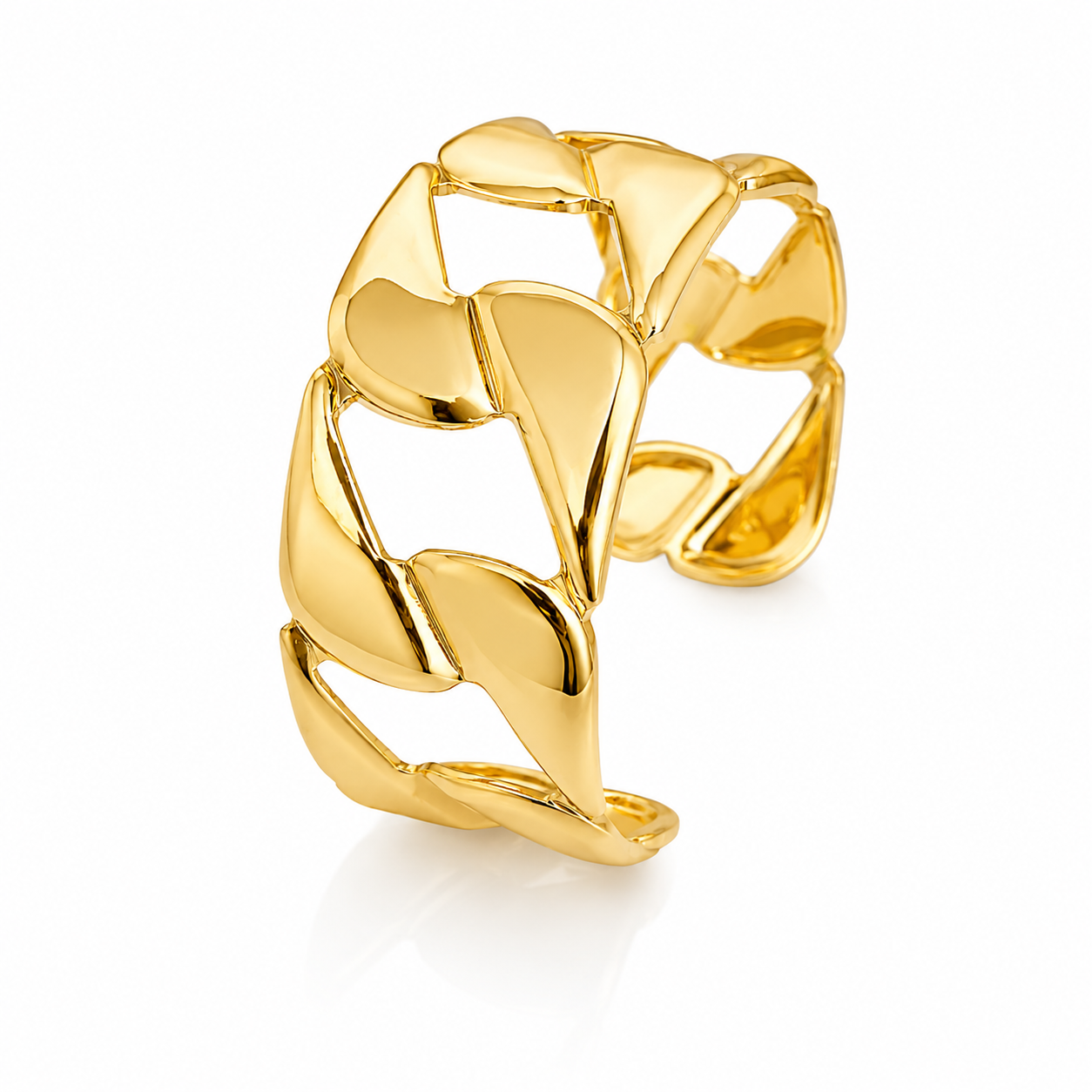 Golden Geometric Link Cuff Bracelet for Women & Girls