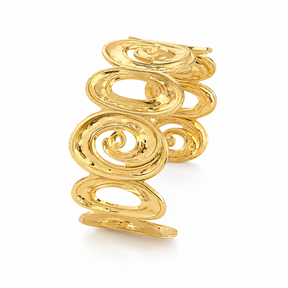 Golden Oval Spiral Cuff Bracelet for Women & Girls