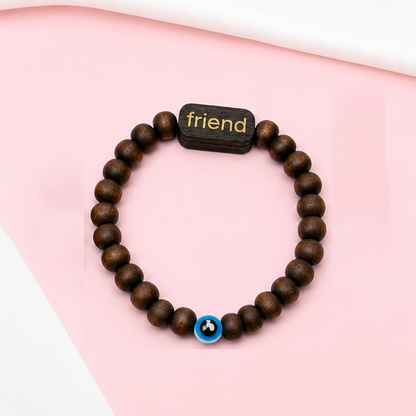 Round Natural Bead With Evil Eye Friendship Day Bracelets for Kids, Boys & Girls