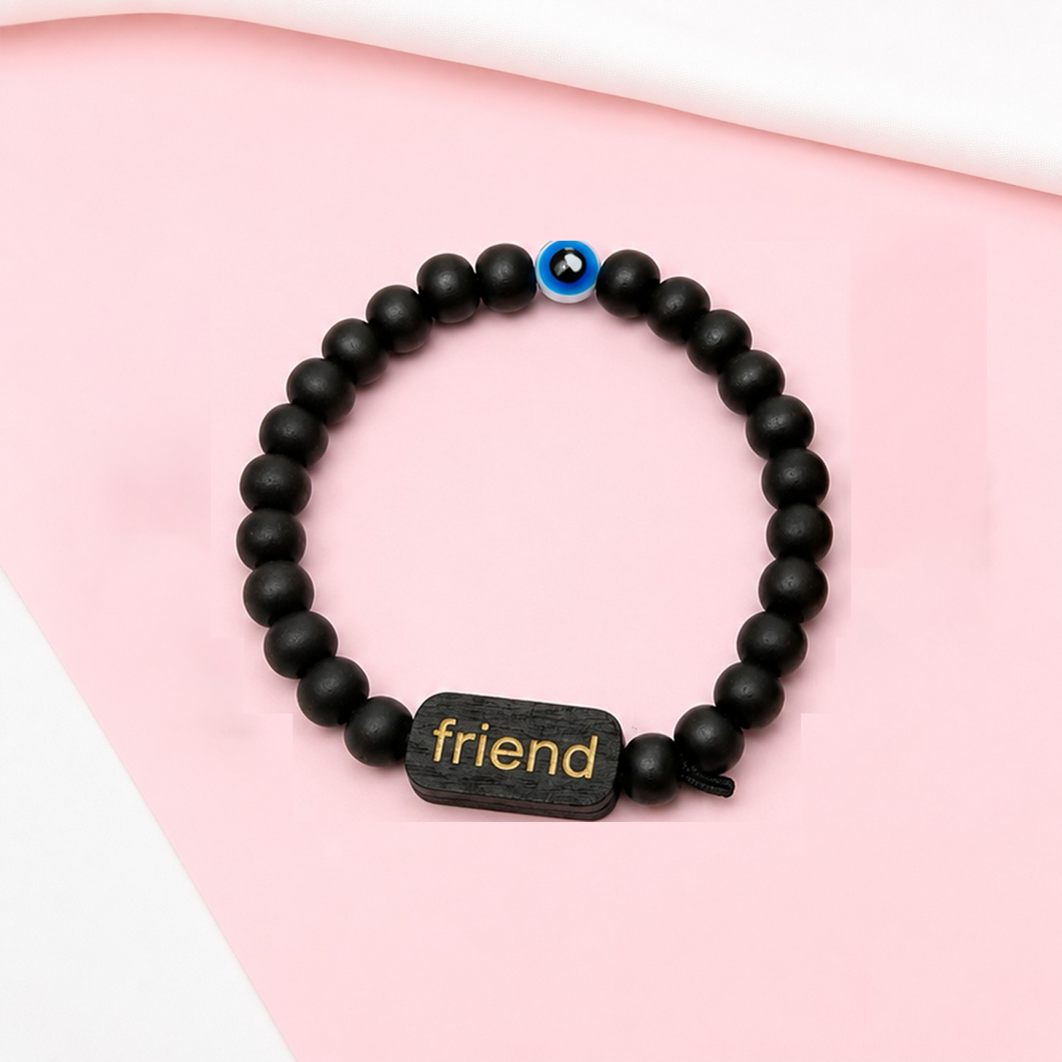 Round Natural Bead With Evil Eye Friendship Day Bracelets for Kids, Boys & Girls