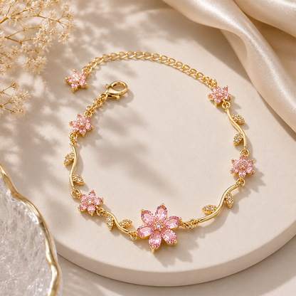 Sparkling Crystal Stone Flower Vine Bracelet for Girls & Womens