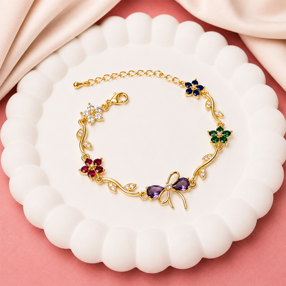Cherry Blossom Tulip Floral Tennis Bracelet for Girls & Women's