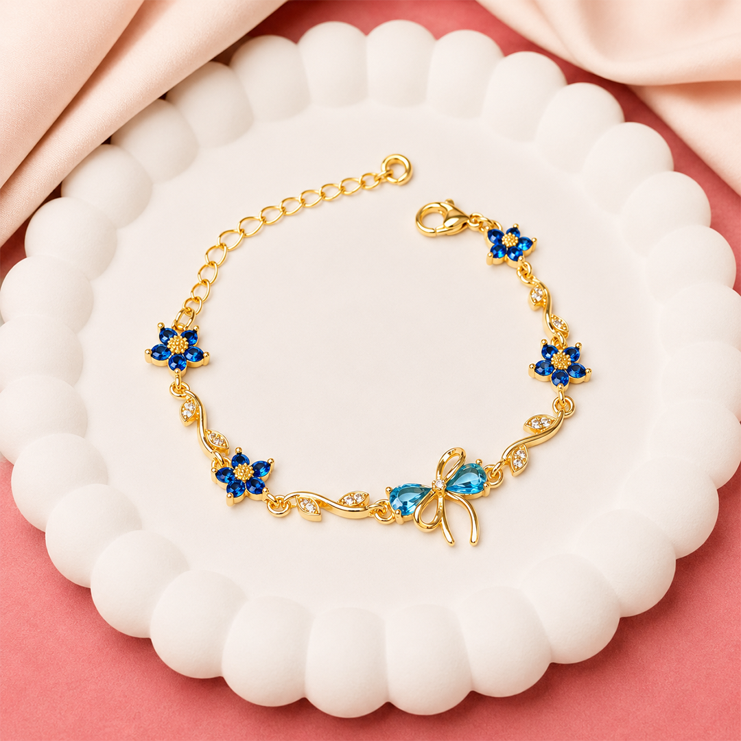 Cherry Blossom Tulip Floral Tennis Bracelet for Girls & Women's