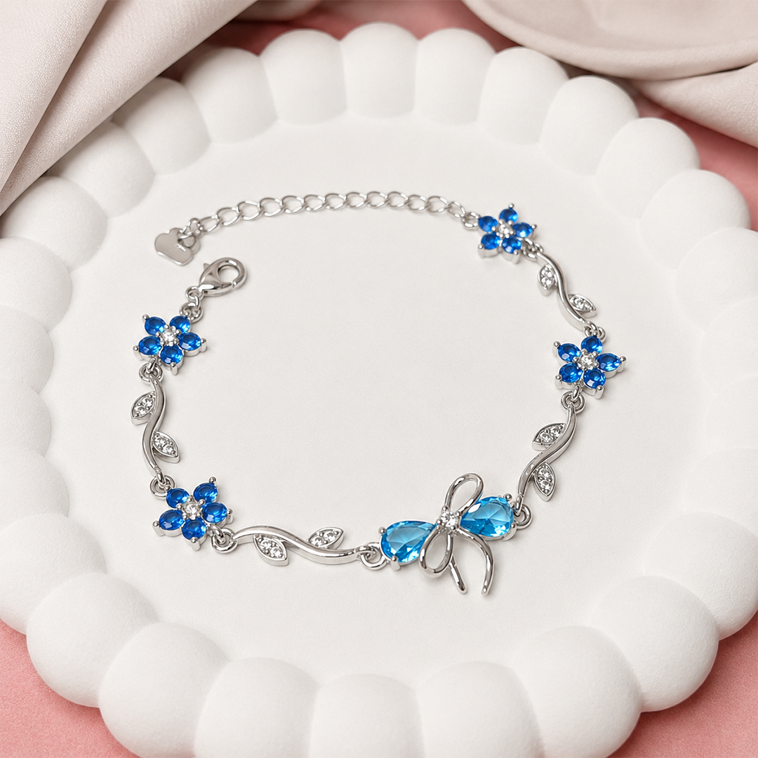 Cherry Blossom Tulip Floral Tennis Bracelet for Girls & Women's