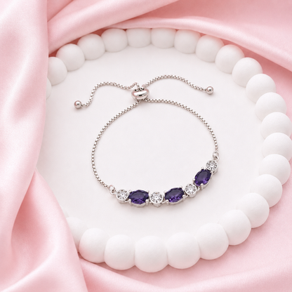 CZ Stone Adjustable bolo clasp Chain Bracelet for Girls & Women's