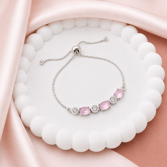 CZ Stone Adjustable bolo clasp Chain Bracelet for Girls & Women's