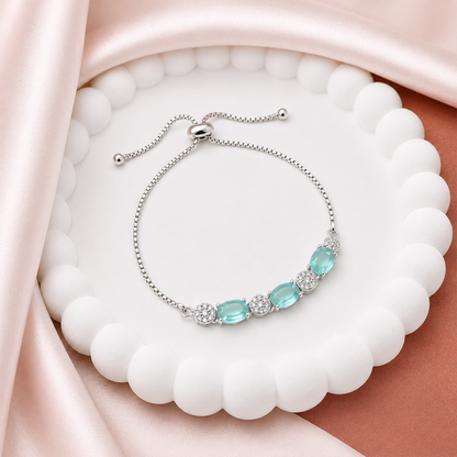 CZ Stone Adjustable bolo clasp Chain Bracelet for Girls & Women's