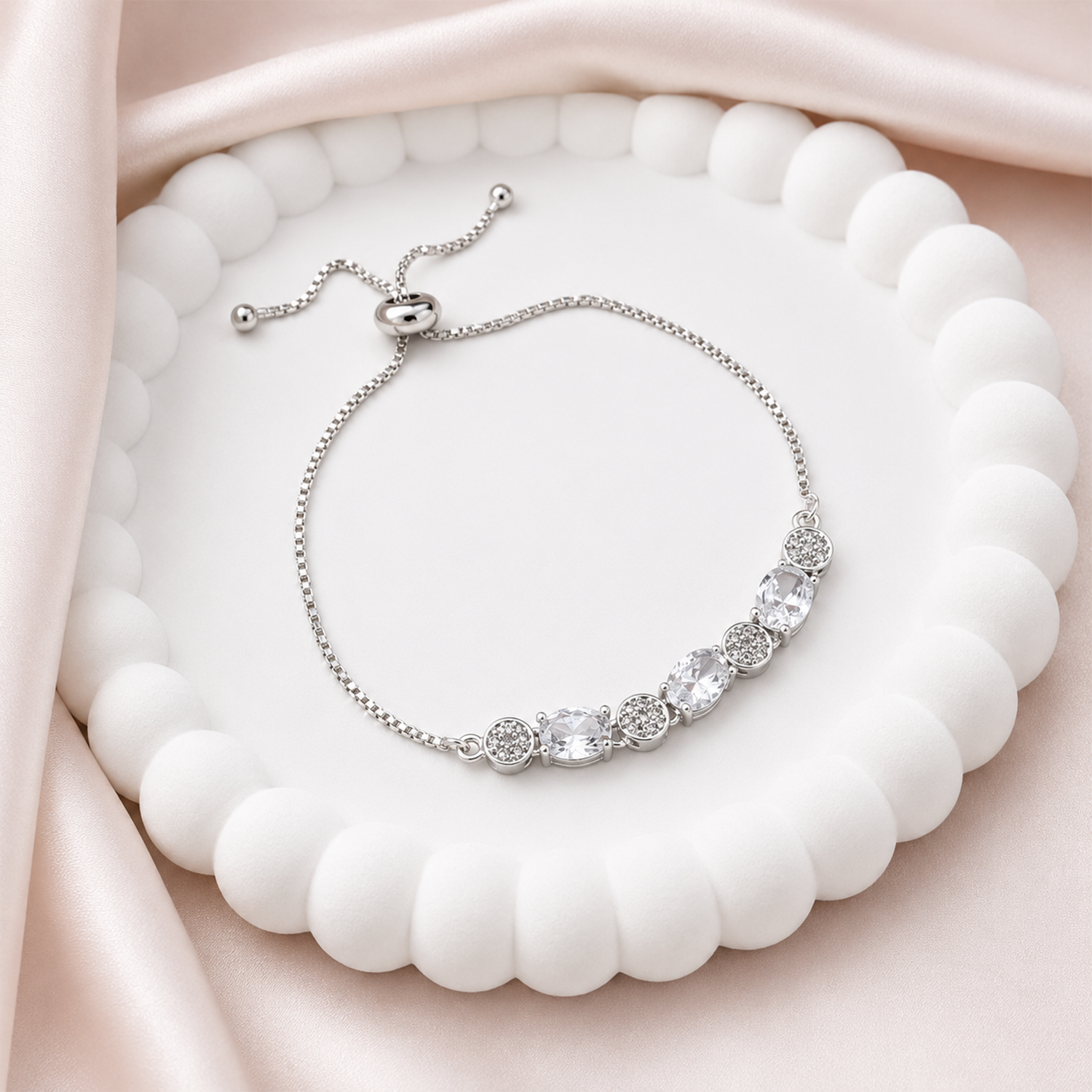 CZ Stone Adjustable bolo clasp Chain Bracelet for Girls & Women's