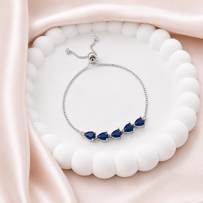 Triangle Shape Stone Chain Bracelet With Sliding Closure for Girls & Women's
