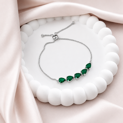 Triangle Shape Stone Chain Bracelet With Sliding Closure for Girls & Women's