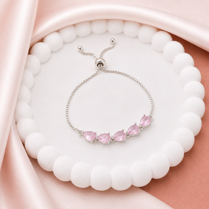Triangle Shape Stone Chain Bracelet With Sliding Closure for Girls & Women's