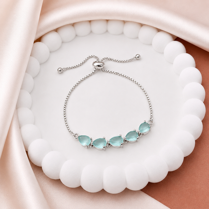 Triangle Shape Stone Chain Bracelet With Sliding Closure for Girls & Women's