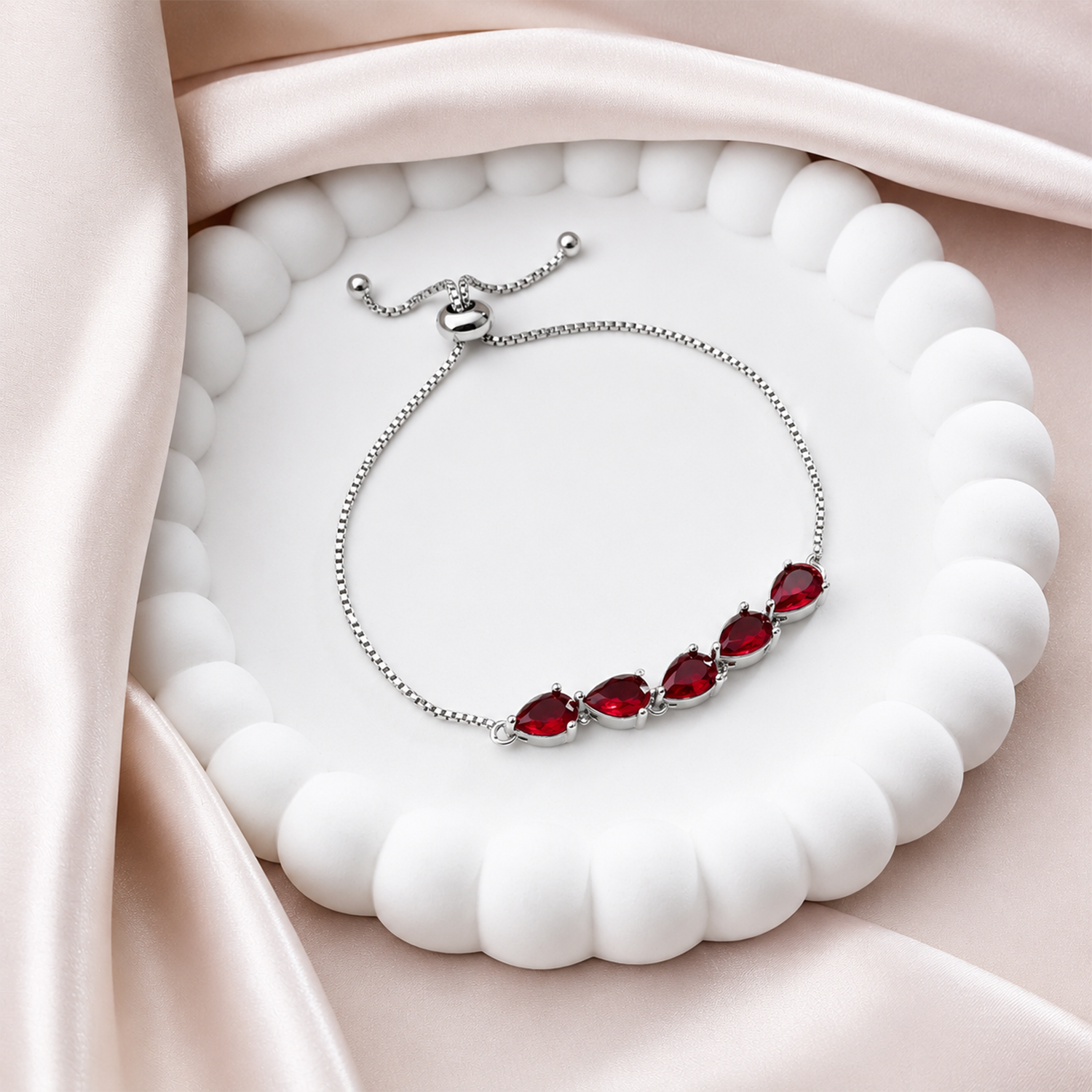 Triangle Shape Stone Chain Bracelet With Sliding Closure for Girls & Women's