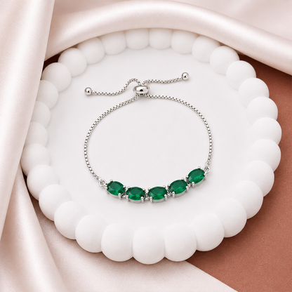 Solitaire Stones Chain Bracelet With Adjustable Chain for Girls & Women's