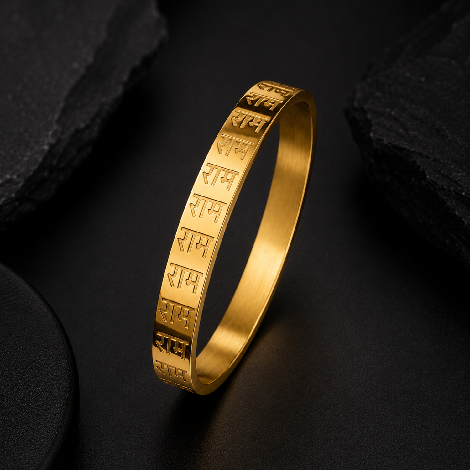 Men’s Stainless Steel Engraved with Ram Plain Kada Bracelet