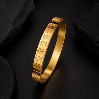 Men’s Stainless Steel Engraved with Ram Plain Kada Bracelet