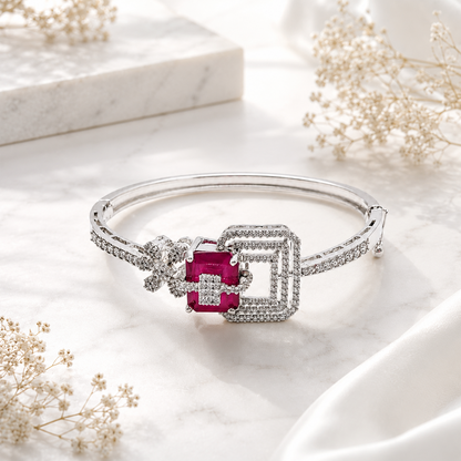 Ad Stone With Square Stone Floral Accents Bracelet for Girls & Women's