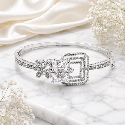 Ad Stone With Square Stone Floral Accents Bracelet for Girls & Women's
