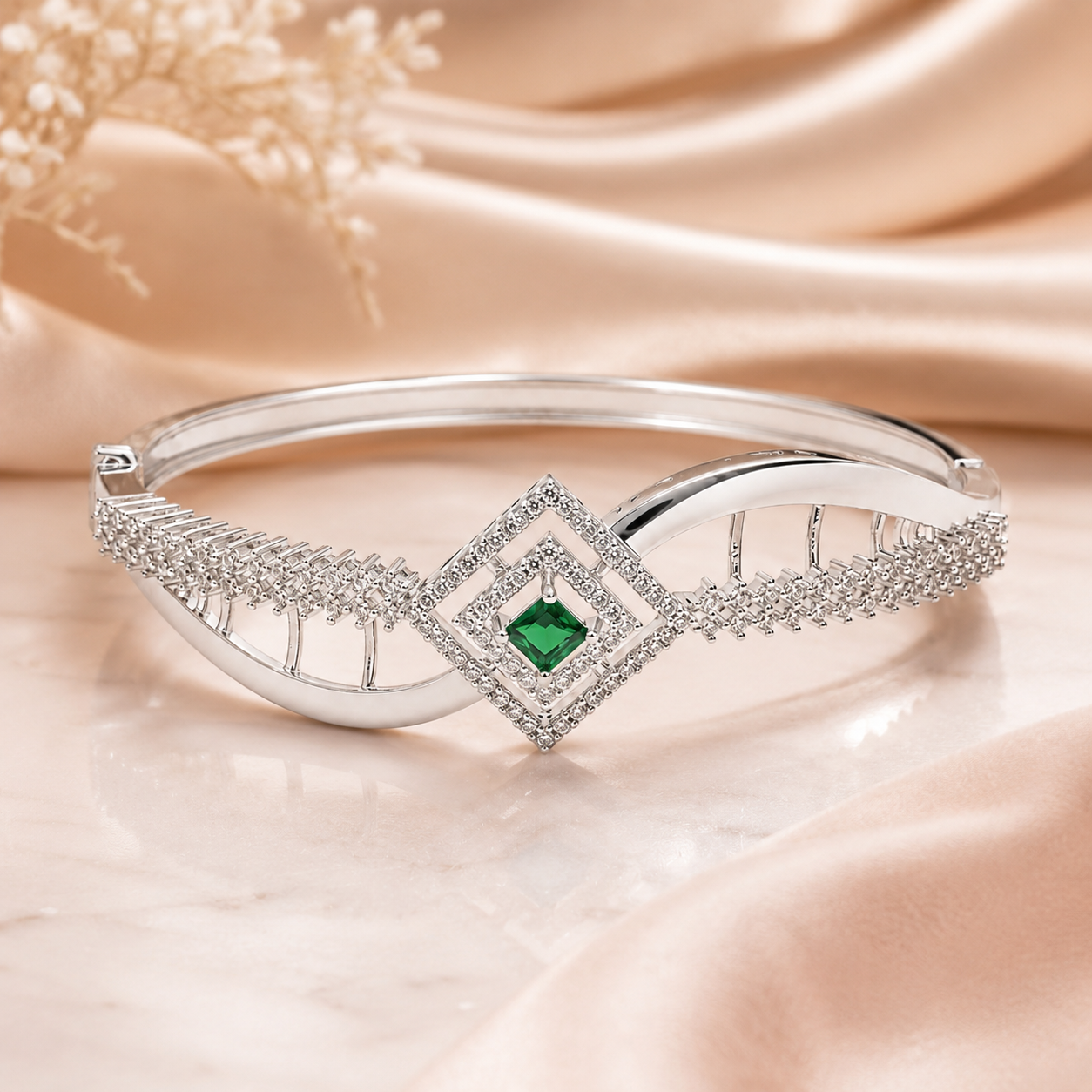 Sparkling Elegance Emerald Square CZ Bracelet for Girls & Women's