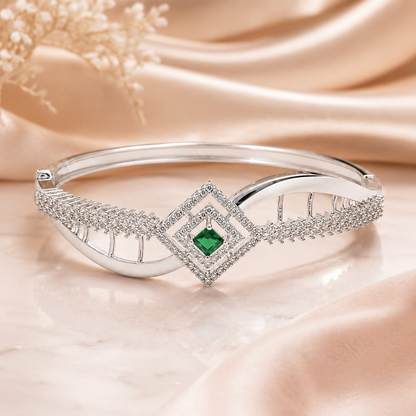 Sparkling Elegance Emerald Square CZ Bracelet for Girls & Women's