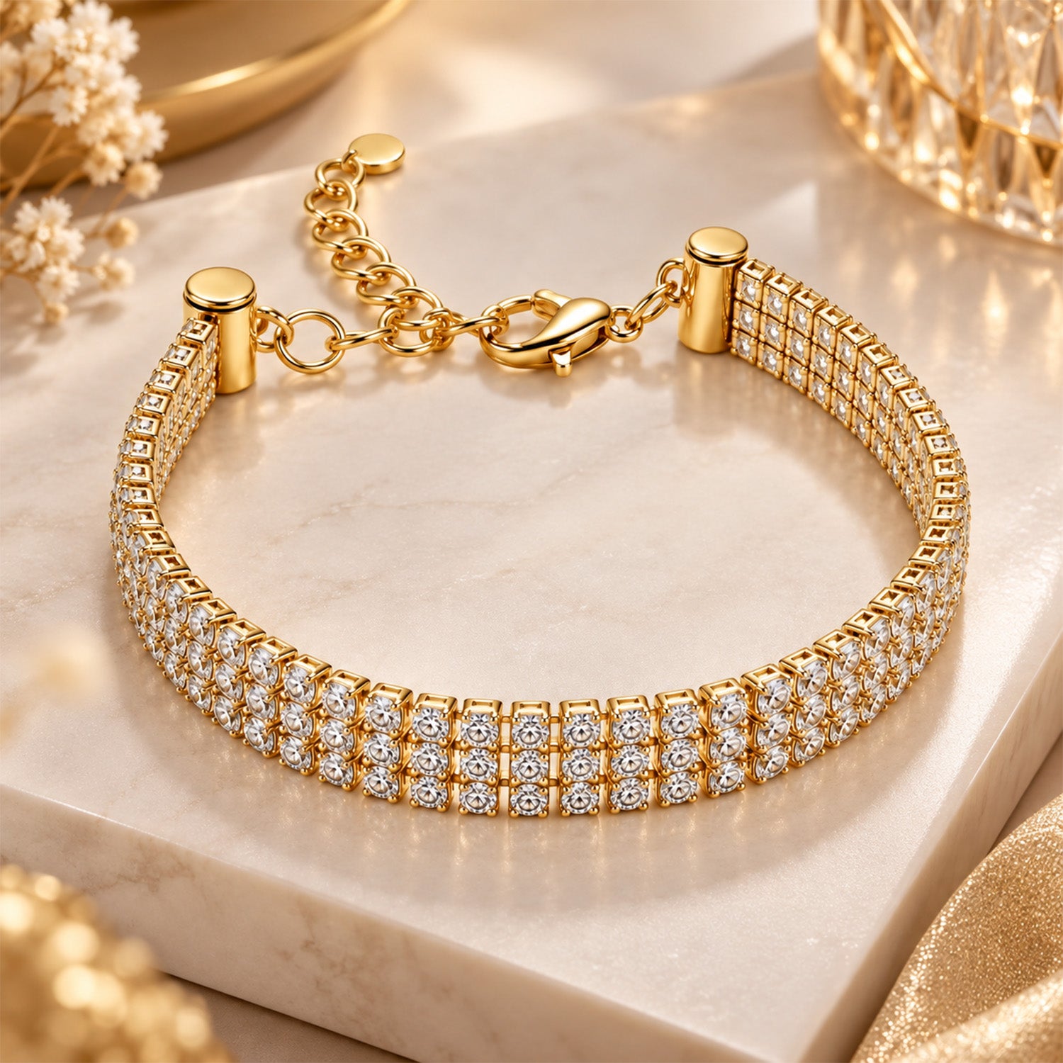 Multi-Strand Rhinestone Alloy Tennis Bracelets for Girls & Women
