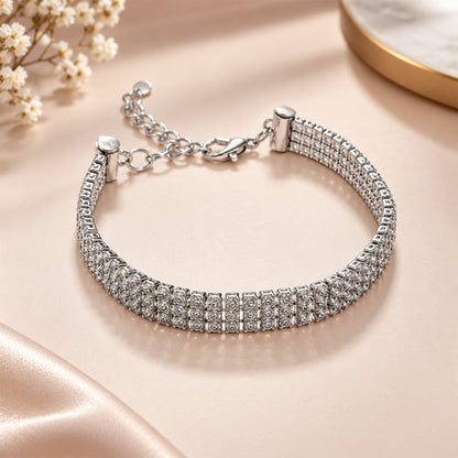 Multi-Strand Rhinestone Alloy Tennis Bracelets for Girls & Women