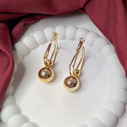 Dual Ball Square Hoop Earrings for Women & Girls