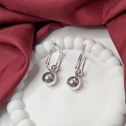 Dual Ball Square Hoop Earrings for Women & Girls