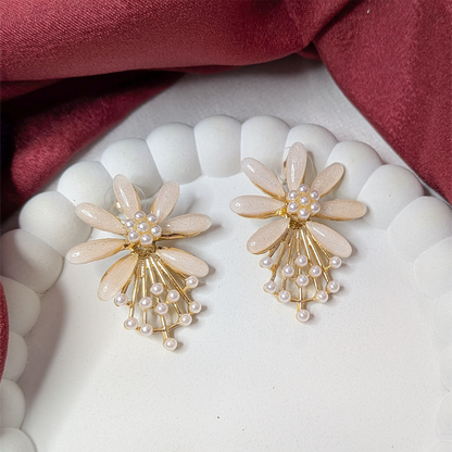 7 PetalFlower Pearl Drop Earrings for Girls & Women
