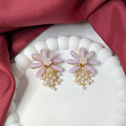 7 PetalFlower Pearl Drop Earrings for Girls & Women