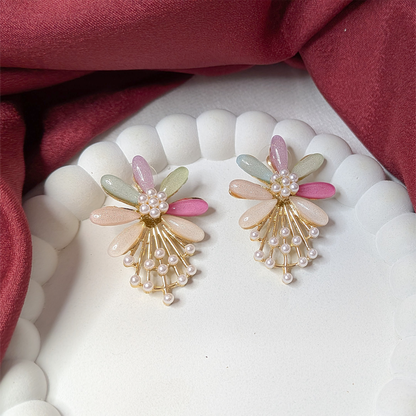 7 PetalFlower Pearl Drop Earrings for Girls & Women