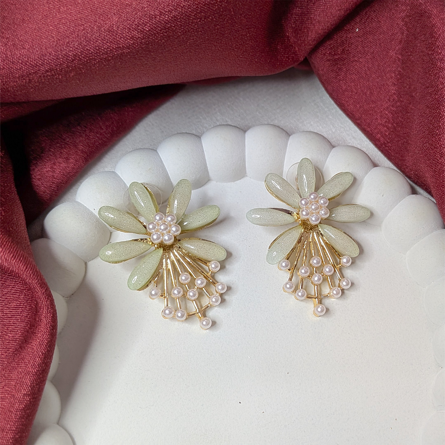 7 PetalFlower Pearl Drop Earrings for Girls & Women