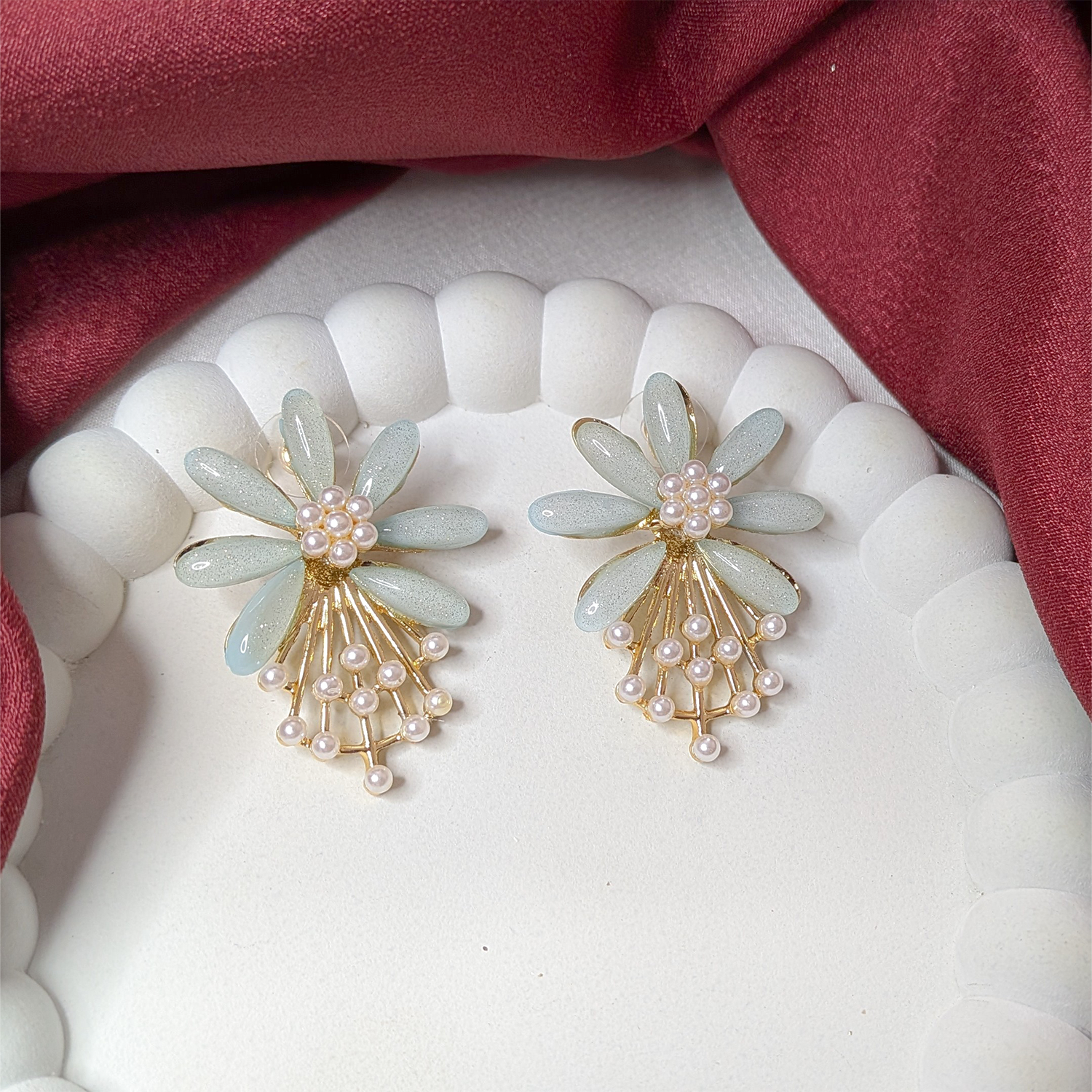 7 PetalFlower Pearl Drop Earrings for Girls & Women
